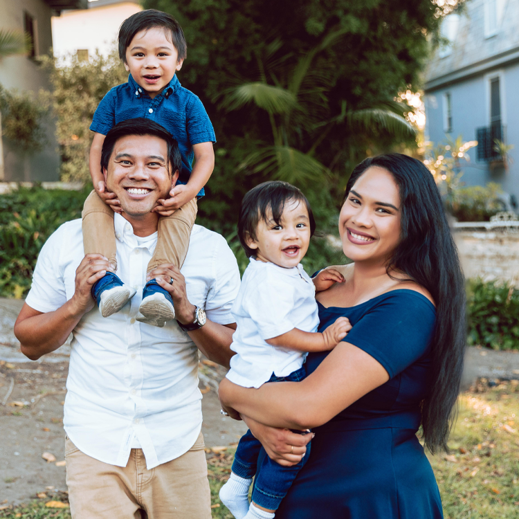 Mom and dad with two kids