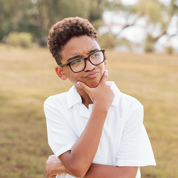 Young man in deep thought